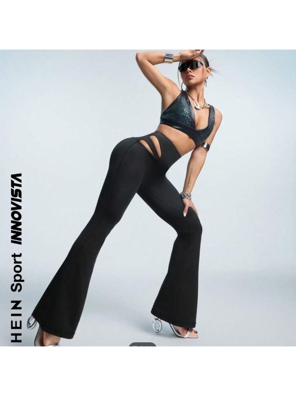 SHEIN Sport Innovista Hollow Out Flared Sports Pants, Tummy Control Butt-Lifting